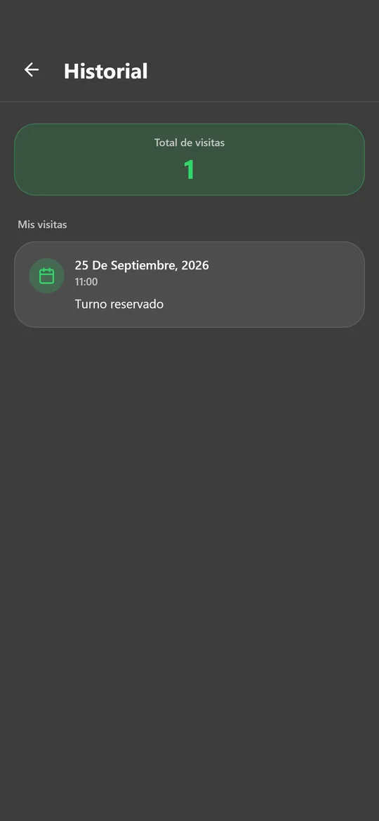 Historial de visitas en la app